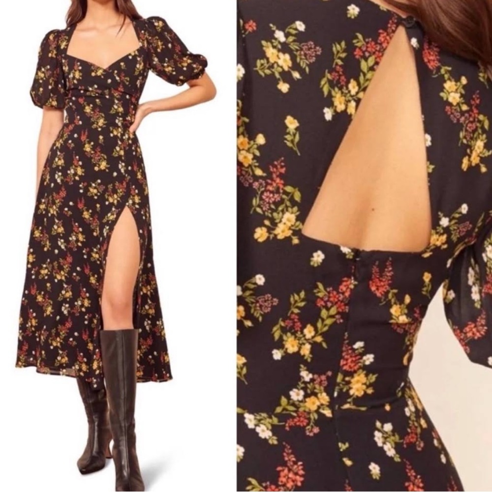 REFORMATION Wildflower vionnette dress
Open Back Side Slit New Size 6 w/ tags